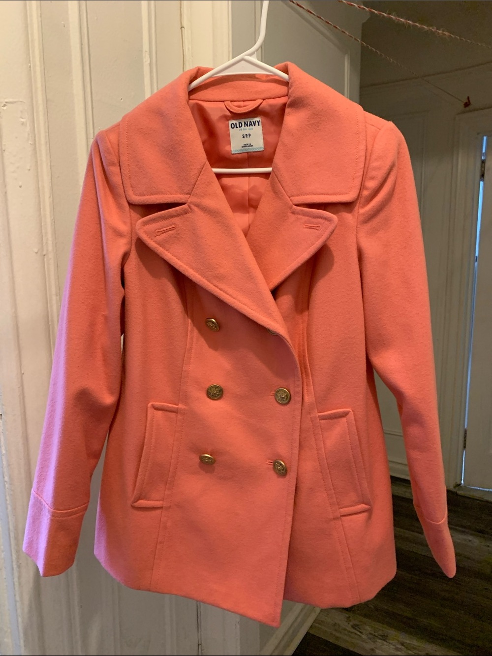 Old Navy Coral Double-Breasted Peacoat